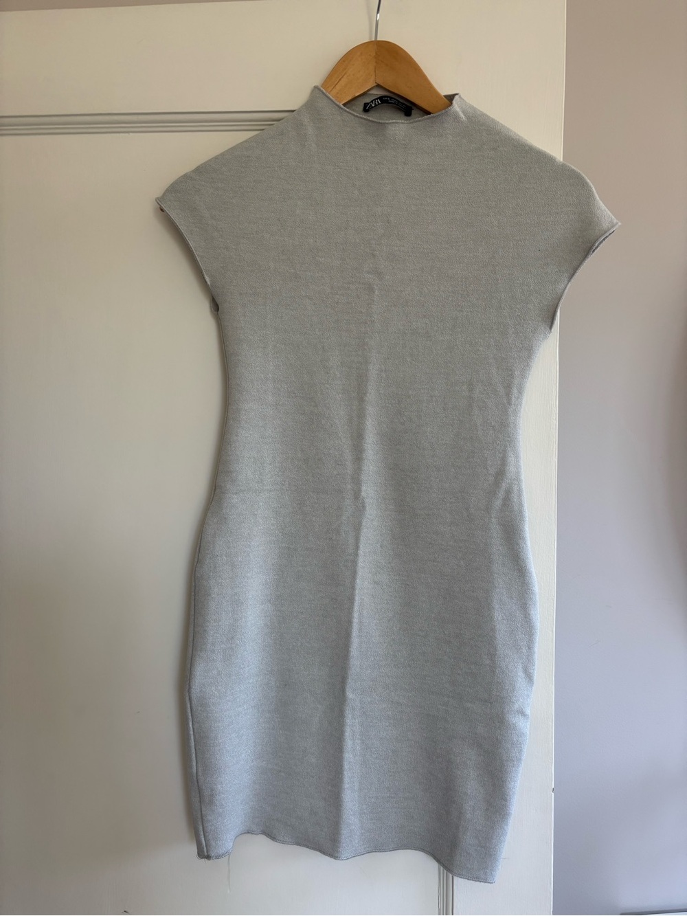 Zara Light Gray Sleeveless Mock Neck Dress